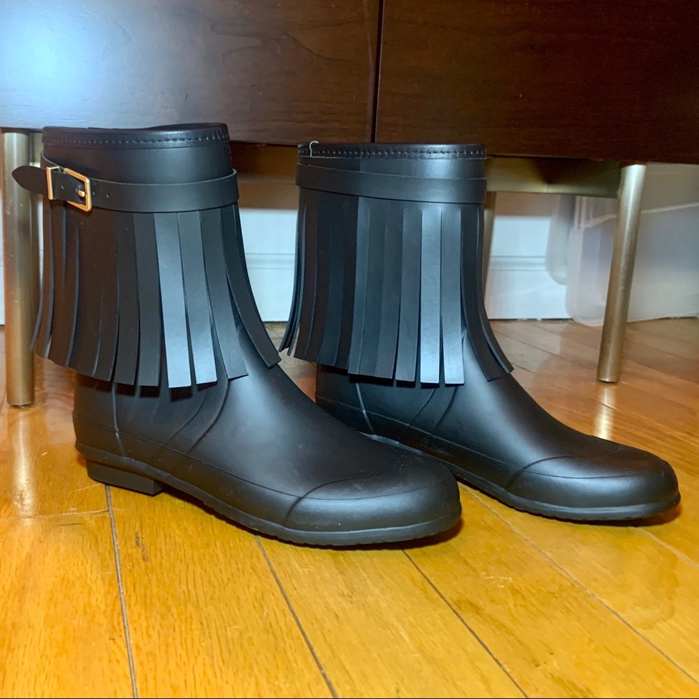 Burberry Reston Fringe Rain Boot, Black